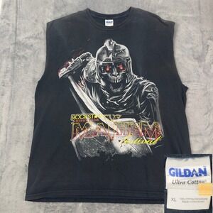 Vtg 2000s Rockstar Energy Drink Mayhem Festival Black Sleeveless T Shirt Mens XL